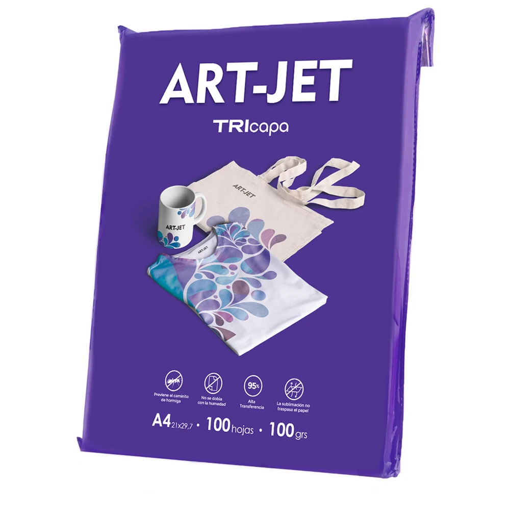 PAPEL SUBLIMACION TRICAPA ART-JET A4 100GRS 100HOJAS